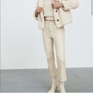 ZARA FAUX LEATHER MINI FLARED PANTS - brand new with tags